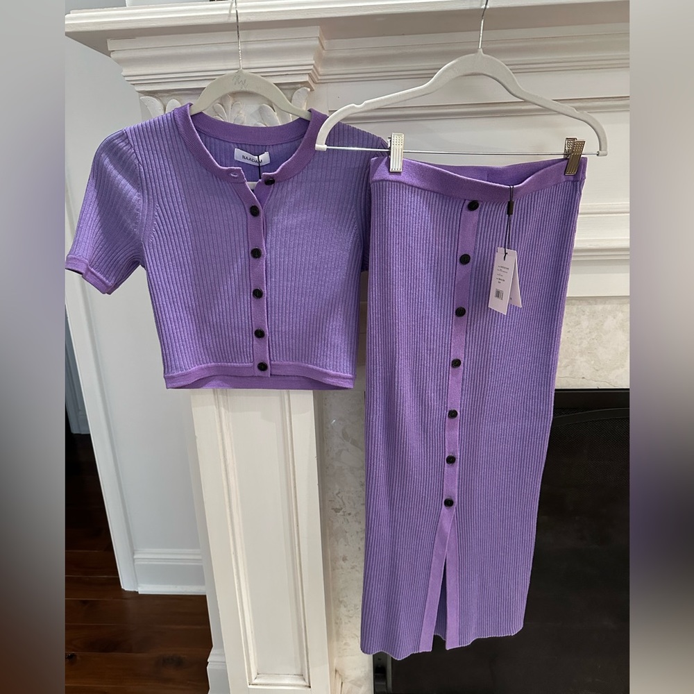 NWT NAADAM Merino Silk Cardigan/Skirt set Sz. Small